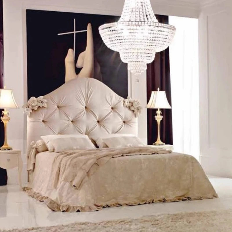 Comfortable Design Beds Ltalian Aesthetics Fashionable Soft Simple Bed Double French Nordic European Wood Cama Casal Furniture