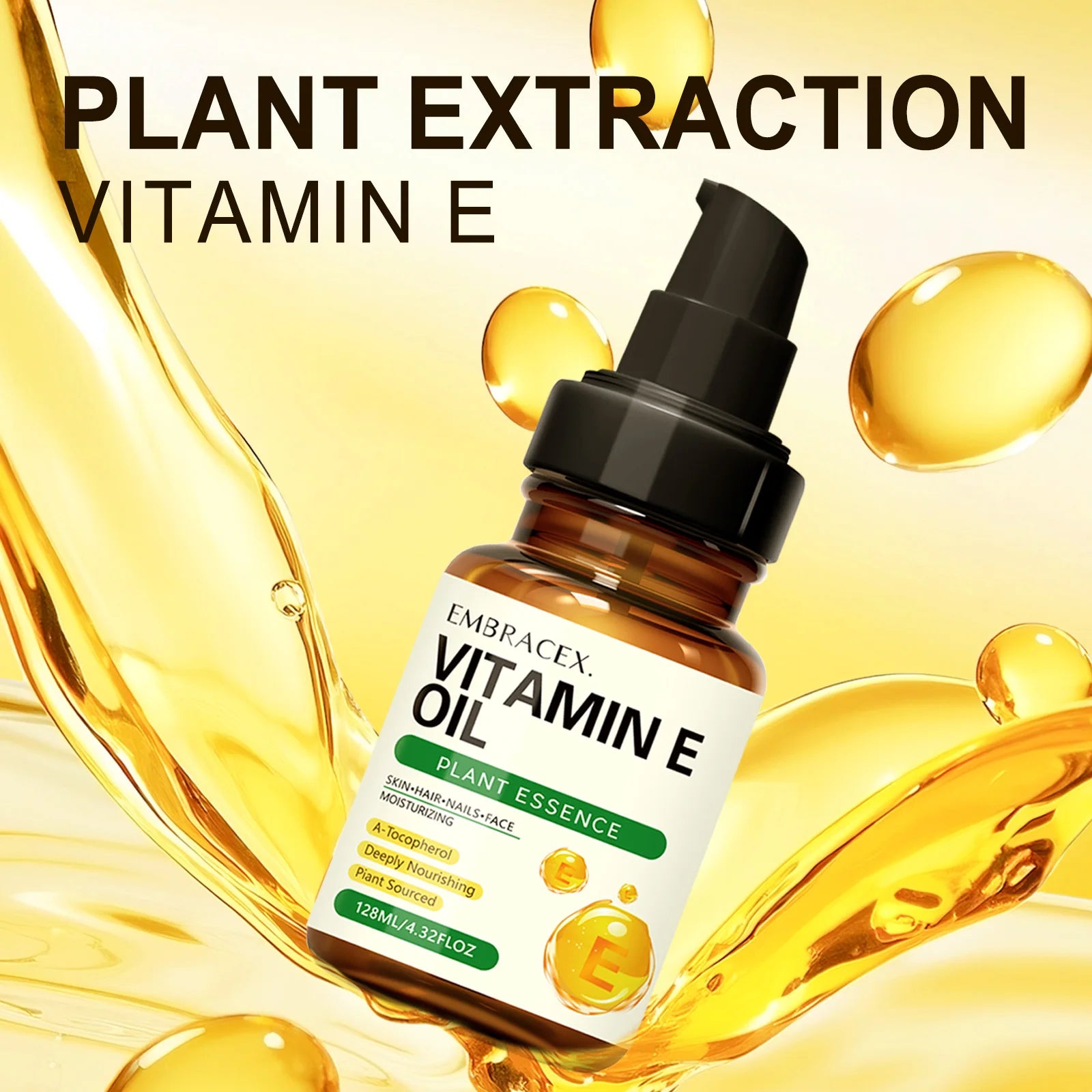 128ml Vitamin E oil Essential Oils Natural Ingredients Skincare Haircare Nailcare Massage Oil Gift To Friends/Family