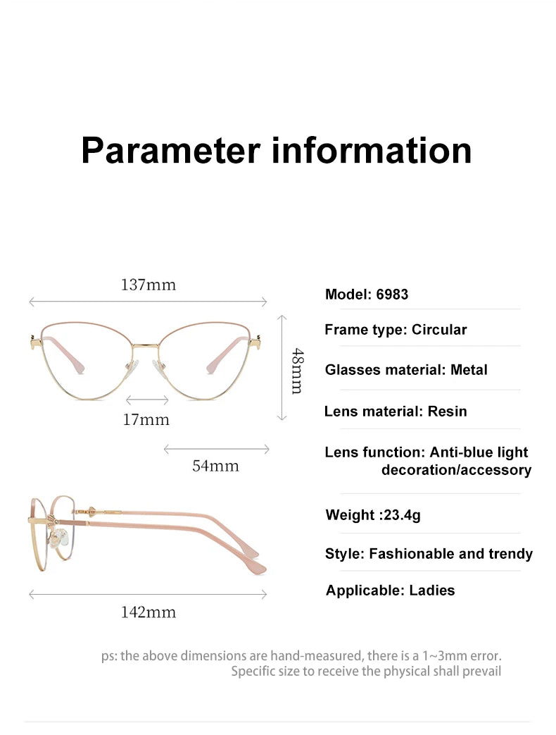 VICKY New Fashion Simple Cat's Eye Personalized Frame Design Women's Anti-Blue Light Reading Glasses Customizable Prescription