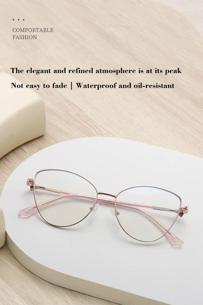 VICKY New Fashion Simple Cat's Eye Personalized Frame Design Women's Anti-Blue Light Reading Glasses Customizable Prescription