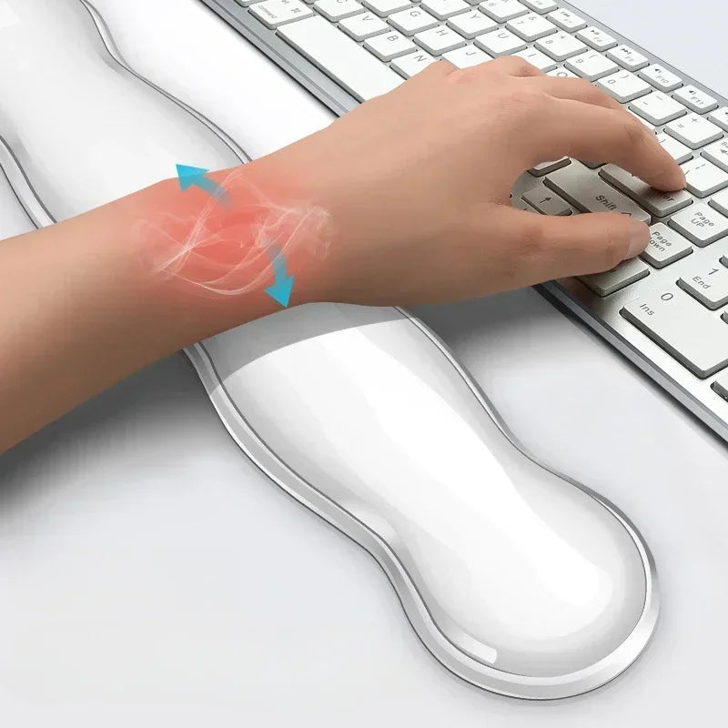 Mouse Pad with Wrist Rest, Keyboard Rest, Anti Slip Silicone Transparent Desktop Office Game Console, Mouse Wrist Rest