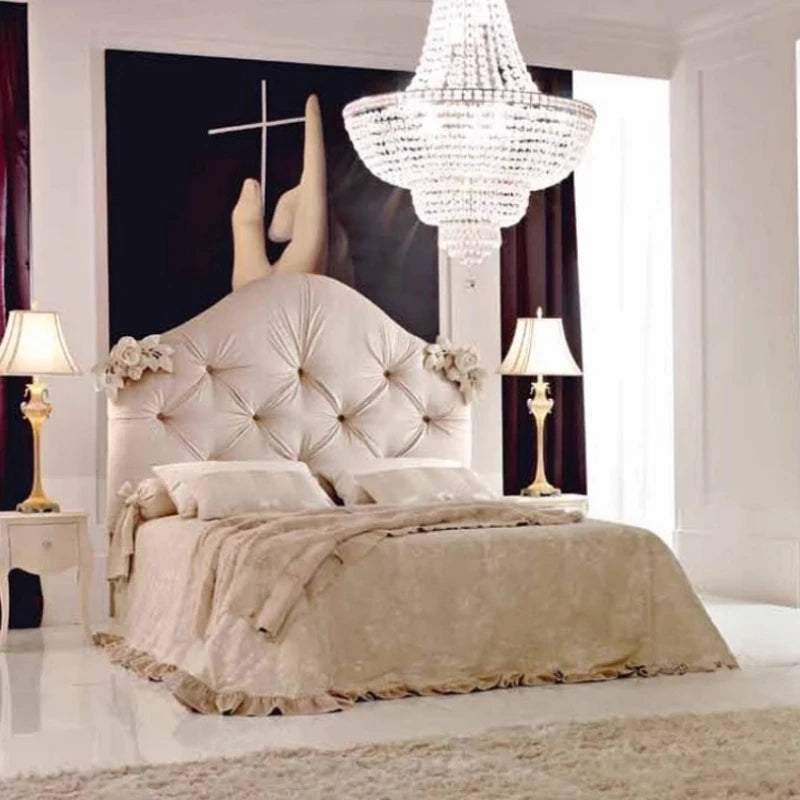 Comfortable Design Beds Ltalian Aesthetics Fashionable Soft Simple Bed Double French Nordic European Wood Cama Casal Furniture