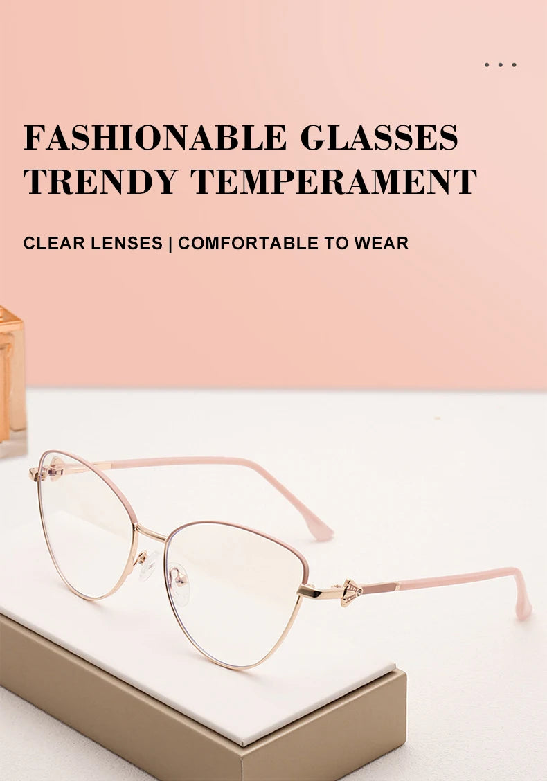 VICKY New Fashion Simple Cat's Eye Personalized Frame Design Women's Anti-Blue Light Reading Glasses Customizable Prescription