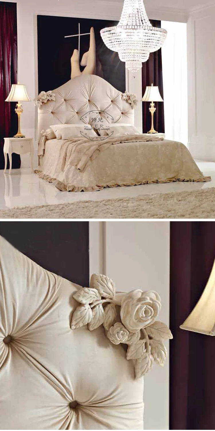 Comfortable Design Beds Ltalian Aesthetics Fashionable Soft Simple Bed Double French Nordic European Wood Cama Casal Furniture