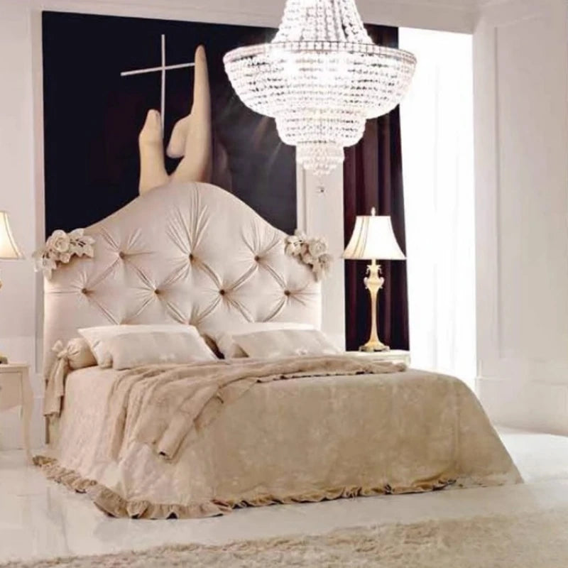 Comfortable Design Beds Ltalian Aesthetics Fashionable Soft Simple Bed Double French Nordic European Wood Cama Casal Furniture
