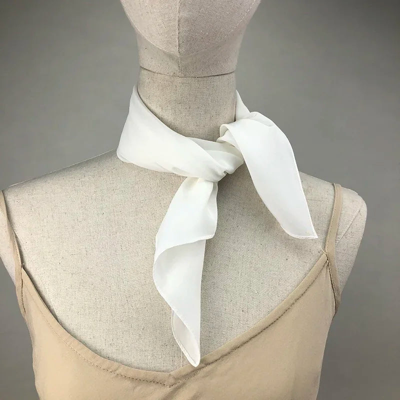 New Women Silk Scarf Square Neck Shawls  Lady White Solid  Bandana Hair Band Kerchief for DIY Painting