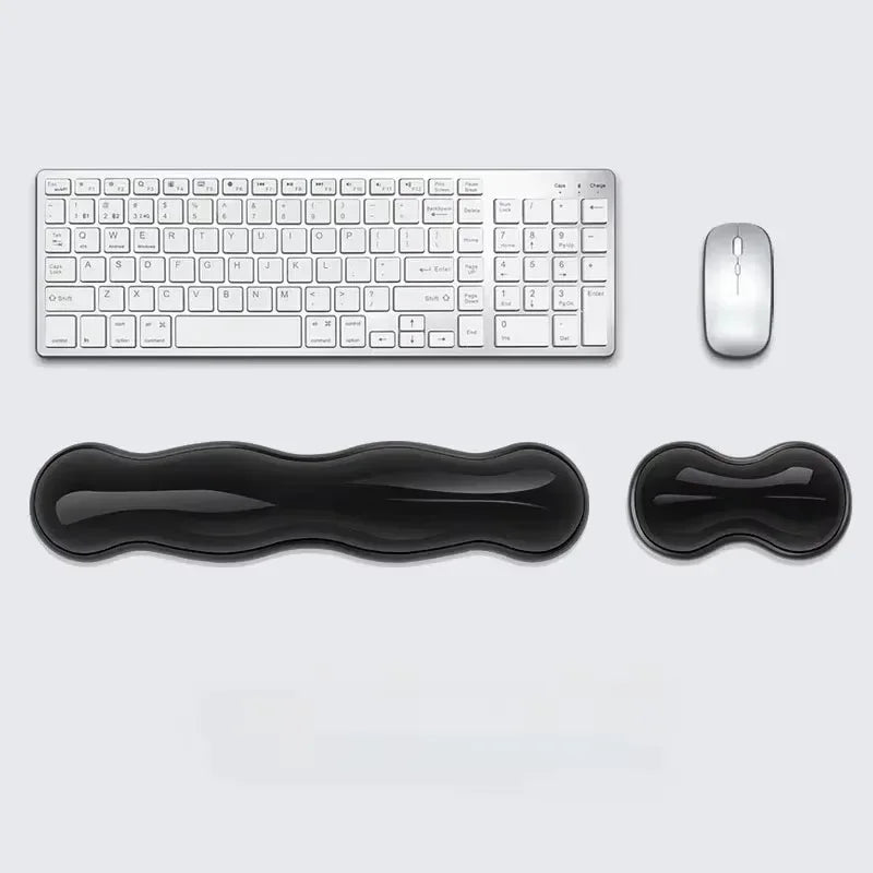 Mouse Pad with Wrist Rest, Keyboard Rest, Anti Slip Silicone Transparent Desktop Office Game Console, Mouse Wrist Rest