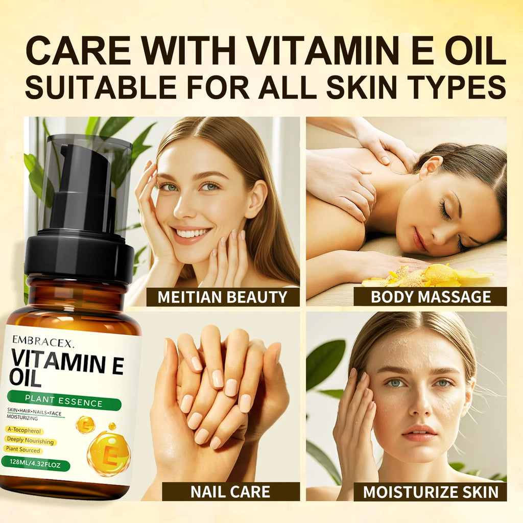 128ml Vitamin E oil Essential Oils Natural Ingredients Skincare Haircare Nailcare Massage Oil Gift To Friends/Family