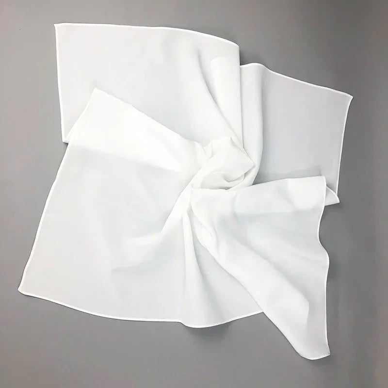 New Women Silk Scarf Square Neck Shawls  Lady White Solid  Bandana Hair Band Kerchief for DIY Painting