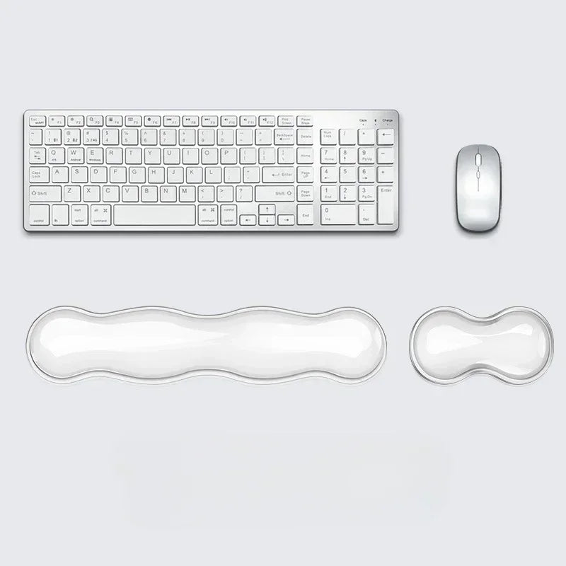 Mouse Pad with Wrist Rest, Keyboard Rest, Anti Slip Silicone Transparent Desktop Office Game Console, Mouse Wrist Rest